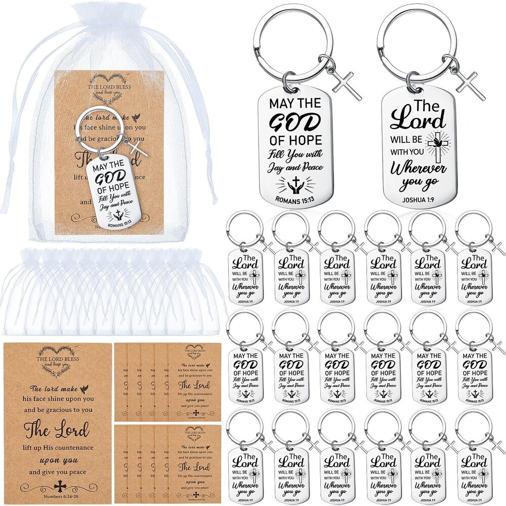 9367 24 Sets Christian Keychain Gifts Bible Verse Cross Keychain Bulk